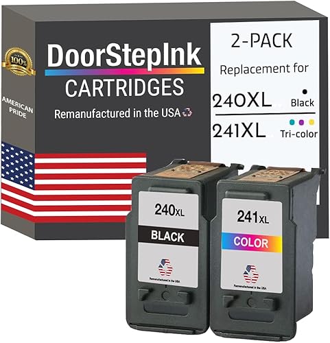 DoorStepInk Cartucho de tinta remanufacturado en los Estados Unidos de repuesto para impresora Canon PG-240XL 240XL CL-241XL 241XL Color negro Combo disponible en Yaxa Guatemala