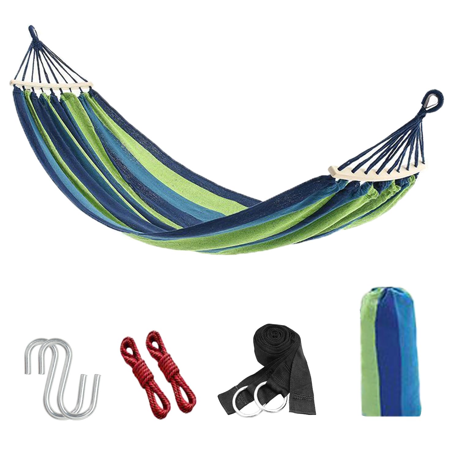 Portable Camping Hammock Lightweight Fabric Hammock for Backpacking, Beach, Patio, Backyard, Outdoor (Blue)