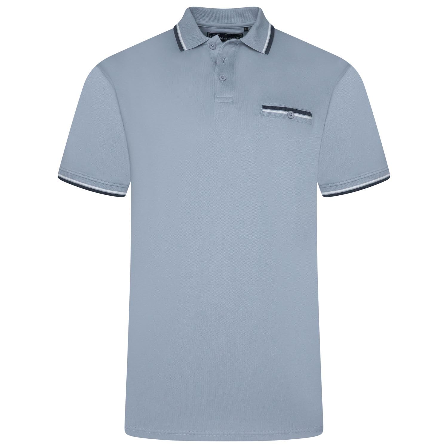 Kam Polo Shirt Tipped Collar and Cuff Cotton Pocket Men's Plus Size 2XL-8XL 5537 (UK, Alpha, 6XL, Plus, Regular, Dusty Blue)