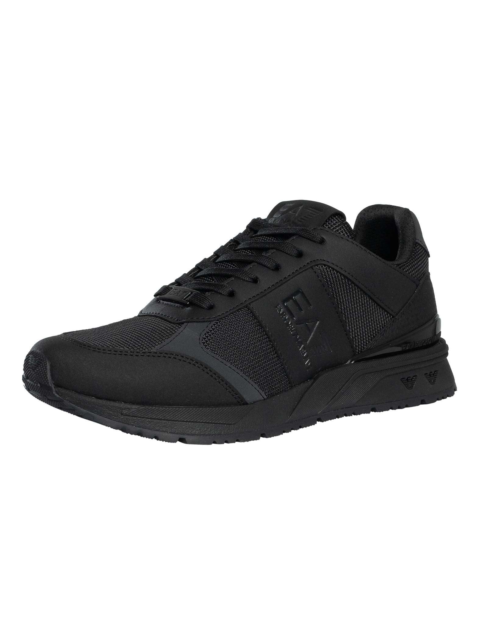 Men's Mesh Logo Trainers, Triple Black