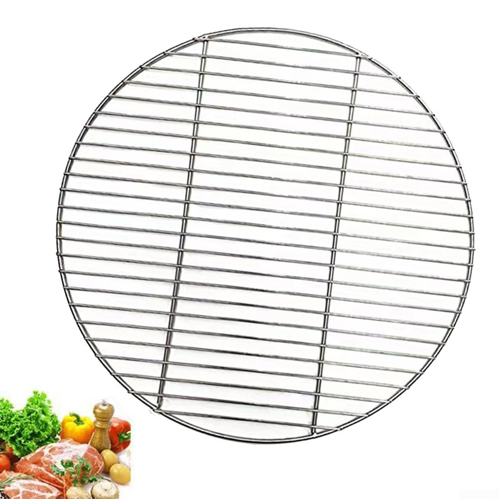 Rundes Grillrost aus Edelstahl, 43 cm, Kochgitter-Tablett für Nic & Barbecue, Küchenzubehör, perfekt zum Grillen im Freien