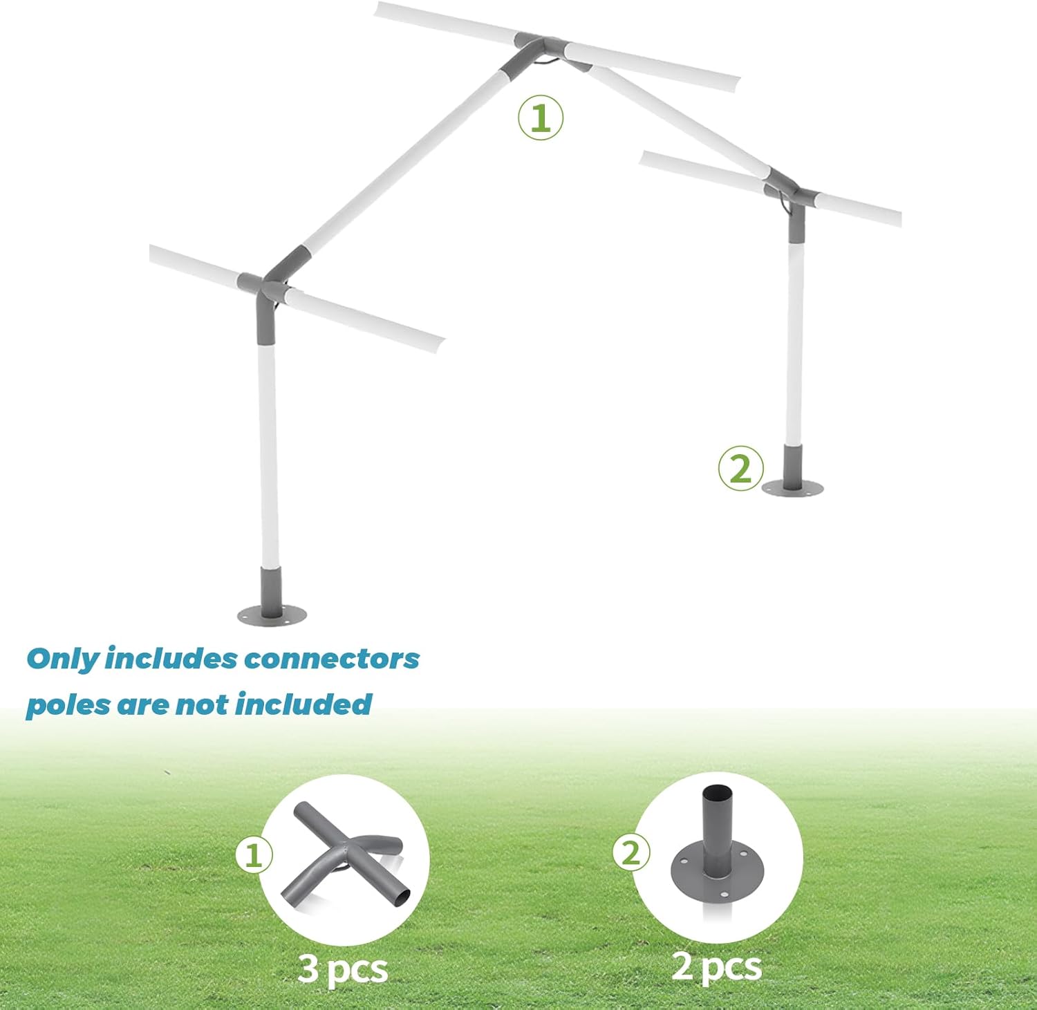 2 leg high peak canopy fitting kit, extension for middle part, galvanized steel carport connectors with 1-3/8" id 1-3/8“ extend - 2 leg