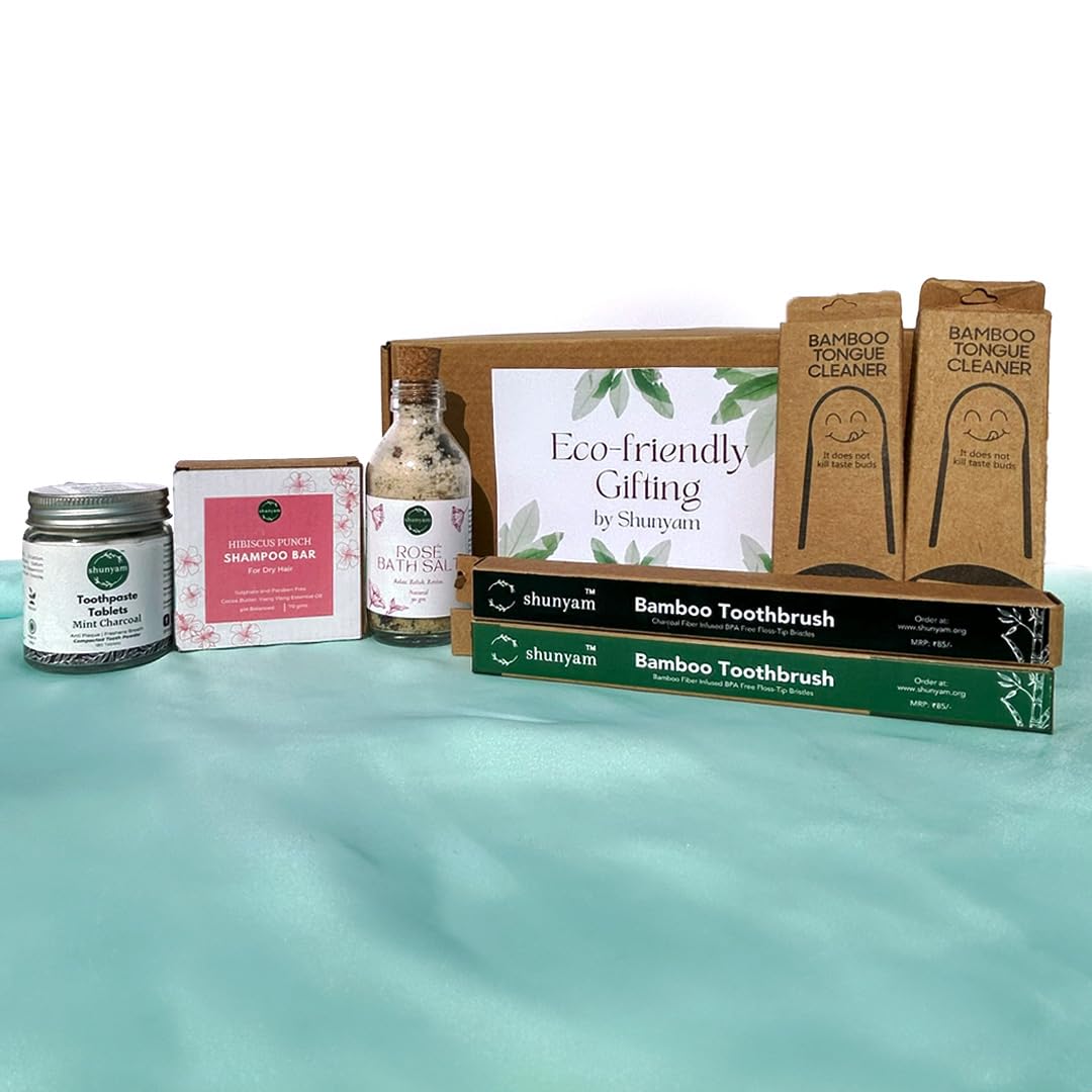 Shunyam Cozy Nest Housewarming Gift Box | Bamboo Toothbrush and Tongue Cleaner, Bath Salt, Shampoo Bar, Goat Milk Soap Bar, Toothpaste Tabs | Complete Bath Essentials for Housewarming-image-37