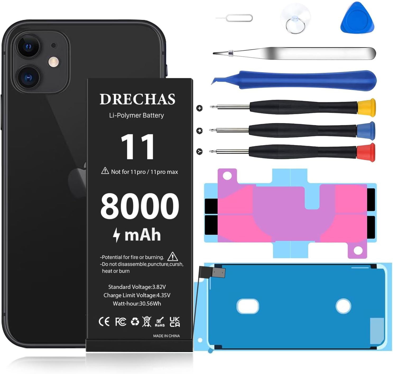 LRSE iPhone 11 Pro Max Battery Replacement, 4580mAh High Capacity Battery Kit