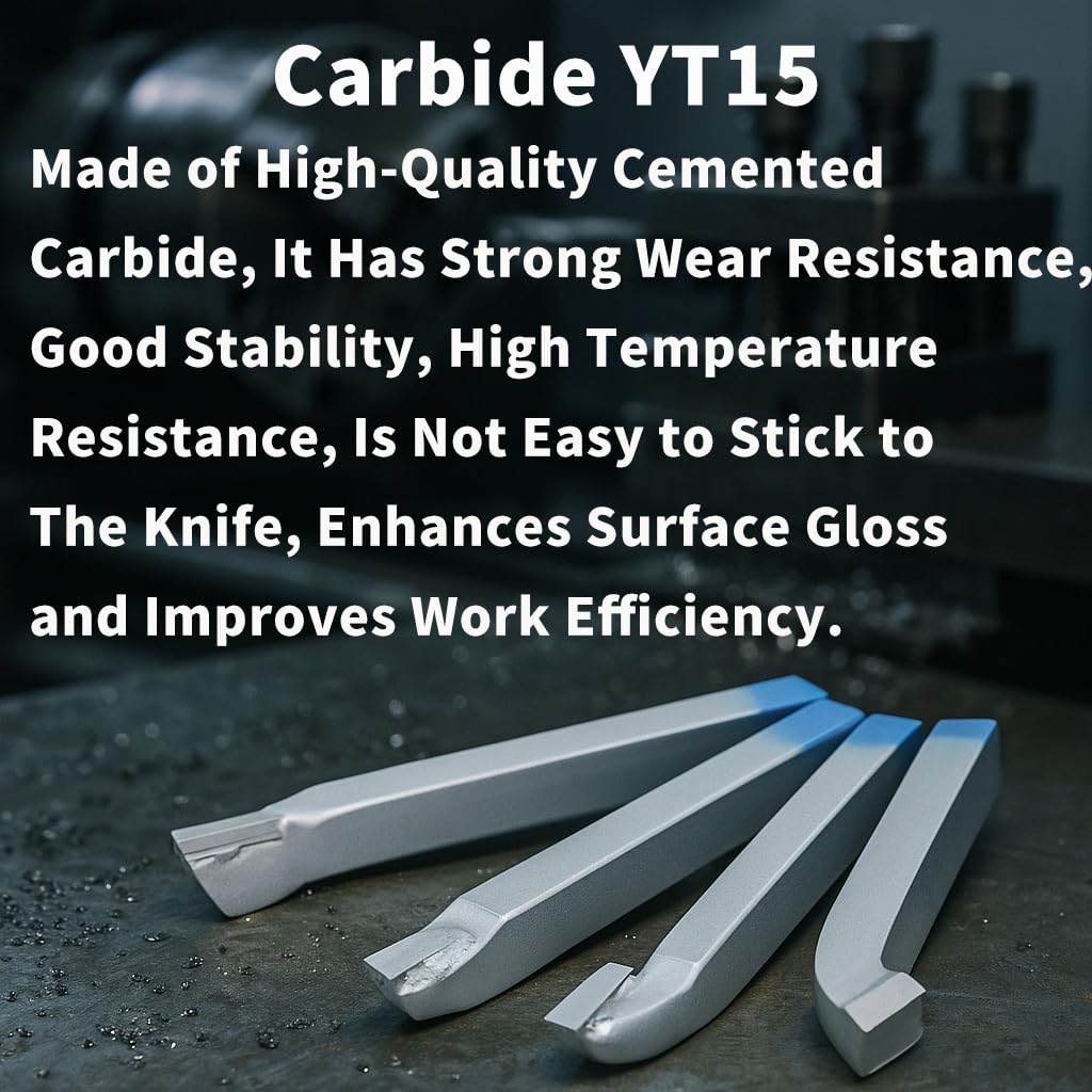 10PCS 1/2" Welding Carbide Lathe Tool Set, YT15 Brazed Carbide Tip Turning Tools for Metal, Steel and Cast Steel, 12mm Lathe Cutter Set for Metalworking, External & Internal Turning, Threading,Parting — Amazon image 2