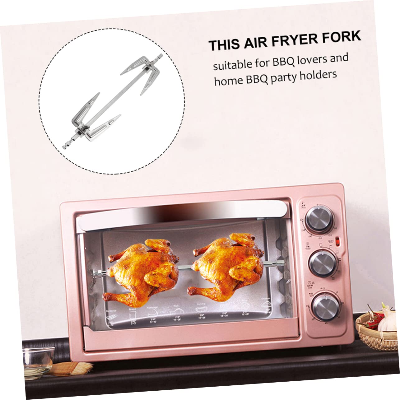 ibasenice 3pezzi Forchetta Per Barbecue in Inossidabile Forchetta Versatile Per Carne Friggitrice Ad Aria Accessori Pratici Per Barbecue e Resistente Temperature Riutilizzabile e Facile Da l