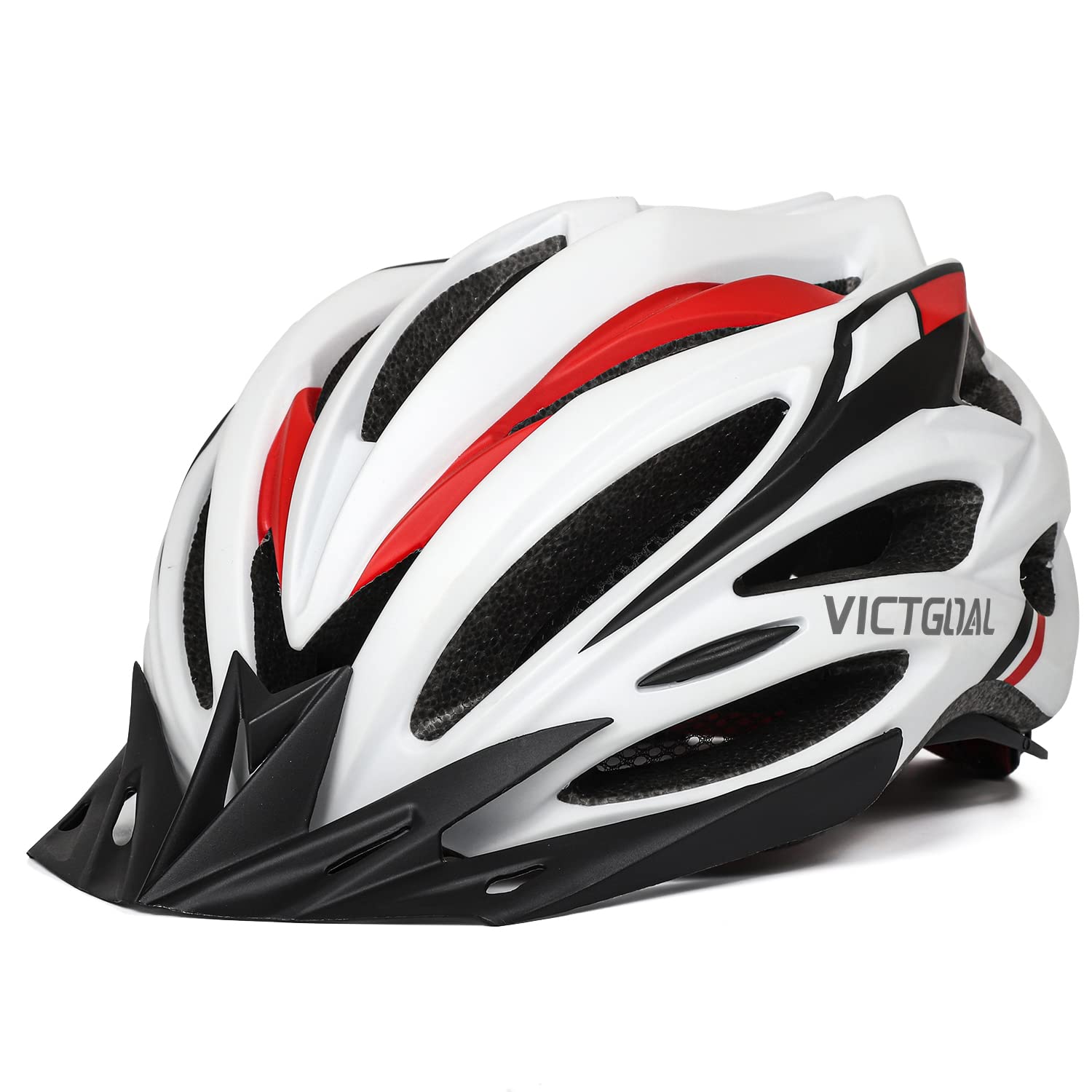 VICTGOAL Adult Bicycle Helmet With Detachable Visor Back Light Adjustable Size Cycling Helmet Lightweight Mountain Road Bike Cycle Helmets For Men And Women (White), Large