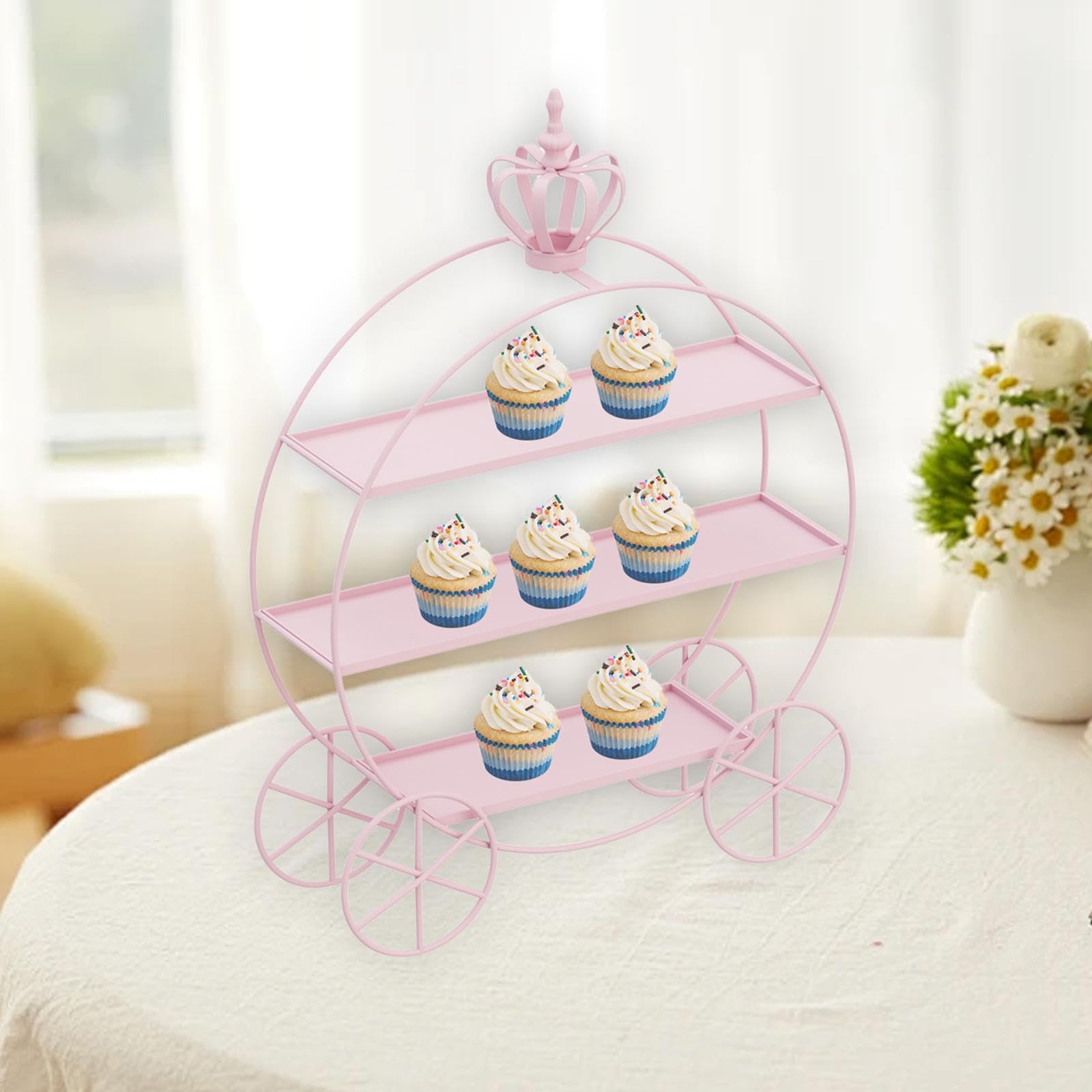 Soporte decorativo funcional para cupcakes, resistente y para exhibir pasteles y bocadillos en bodas y celebraciones de cumpleaños. Bandeja