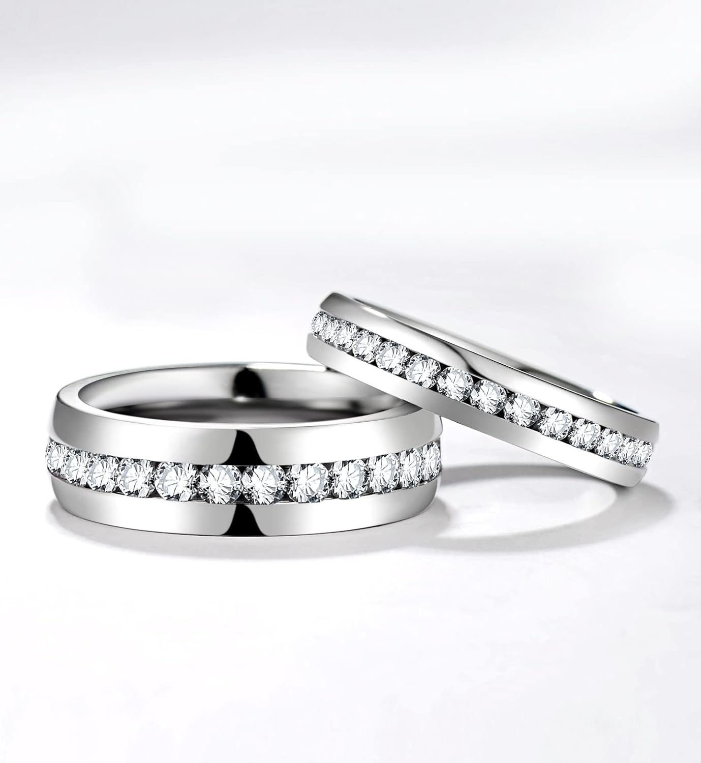 TIGRADE 4mm 5mm 6mm Titanium Ring Cubic Zirconia Engagement Ring Wedding Band Size 3 to 13.5