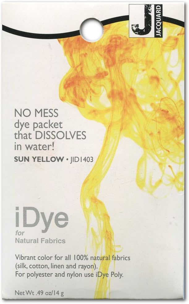 Jacquard iDye Fabric Dye for Natural Fibres, Sun Yellow Colour Restoration on Cotton Linen Silk, Easy to Use Dissolvable Packet for Vibrant Results, 14g