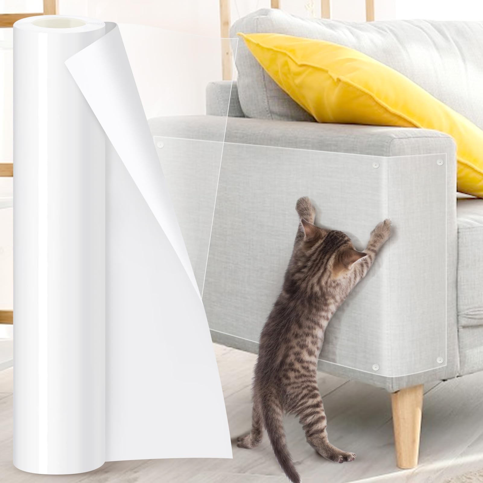 15" x 198" Cat Scratch Furniture Protector Couch and Door Protectors with Plastic