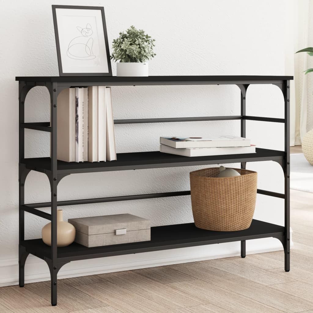 SXZenSpace Console Table Black 100x32x75 cm Engineered Wood & Metal Frame Modern Hallway Accent Sofa Side for Living Room Corridor Bedroom