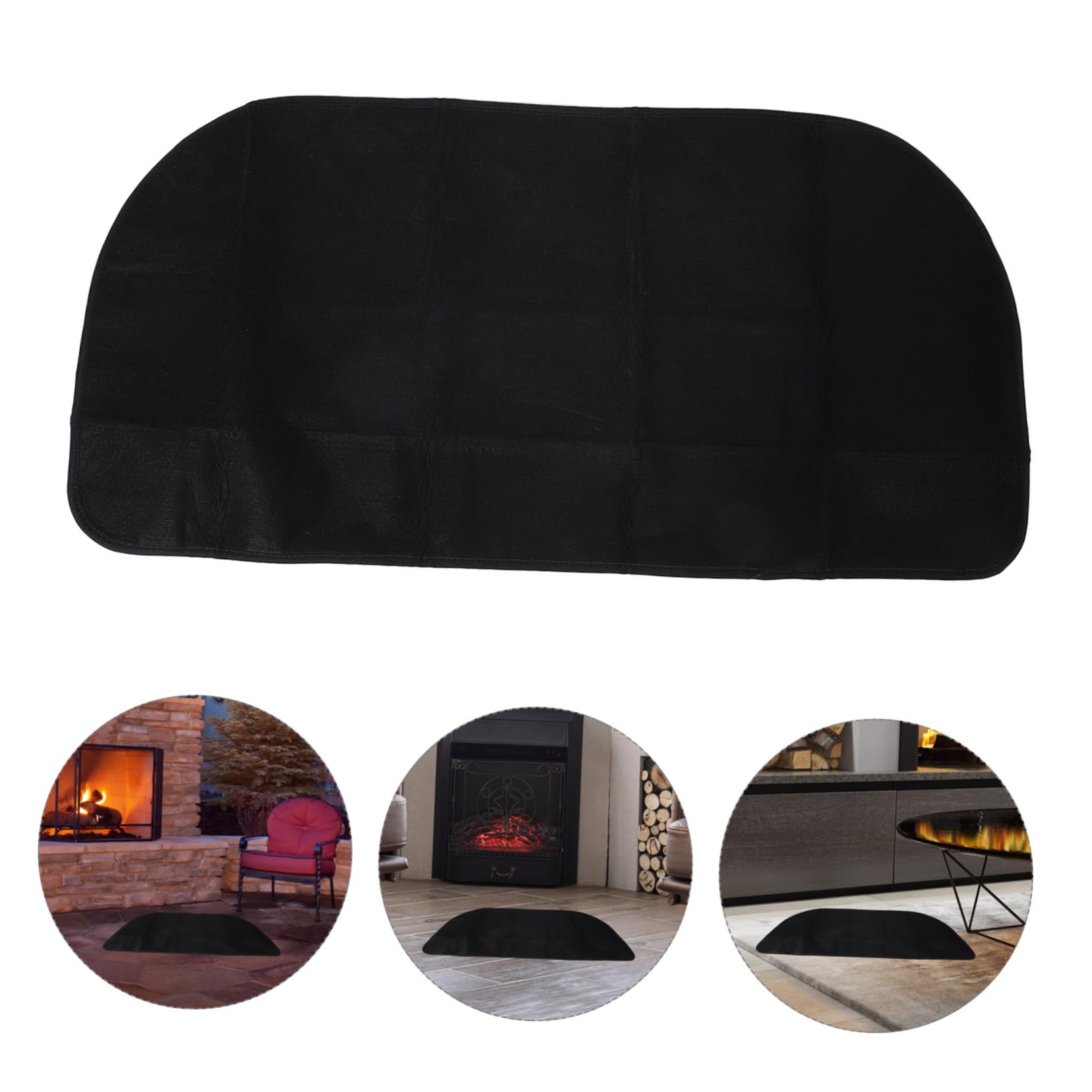 OUNONA Tappeto Ignifugo per Fireplace Semicircolare in Poliestere e PVC, Resistente alle Alte Temperature e Protettivo per Pavimenti, per Camping e Cucina