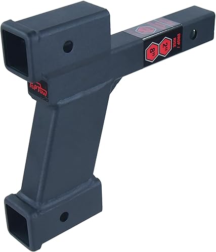 Vista 68 de TOPTOW 64121 - Elevador de extensión de enganche de remolque receptor de 2 pulgadas con elevación/caída de 2 pulgadas, vástago sólido, capacidad