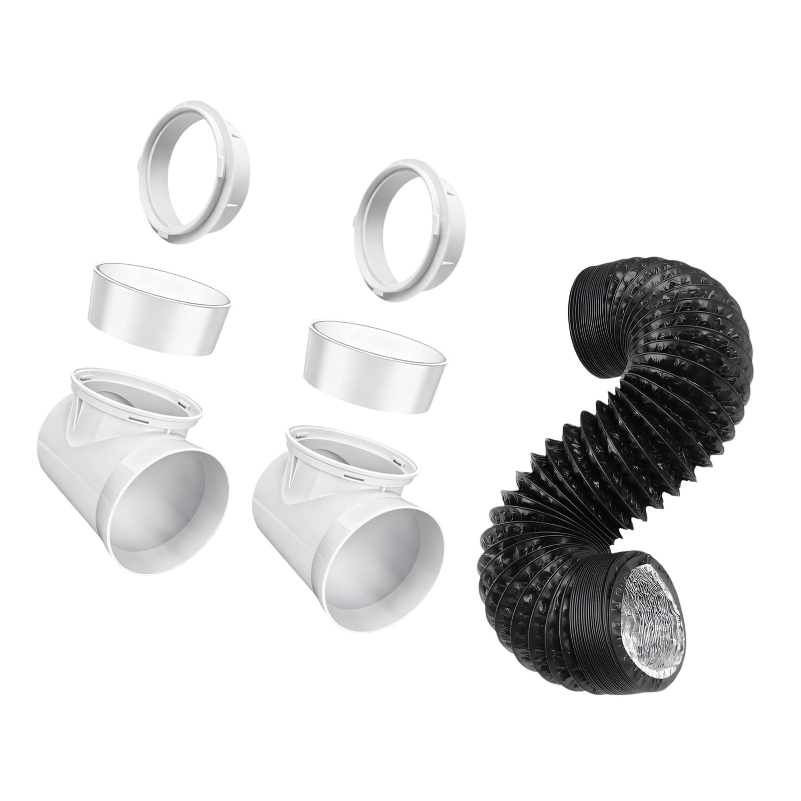 NRVTRE Multi Purpose Dryer Ducting Bundle with Flexible Pipe and Wall Mount Accessories Dryer Vent Accessories