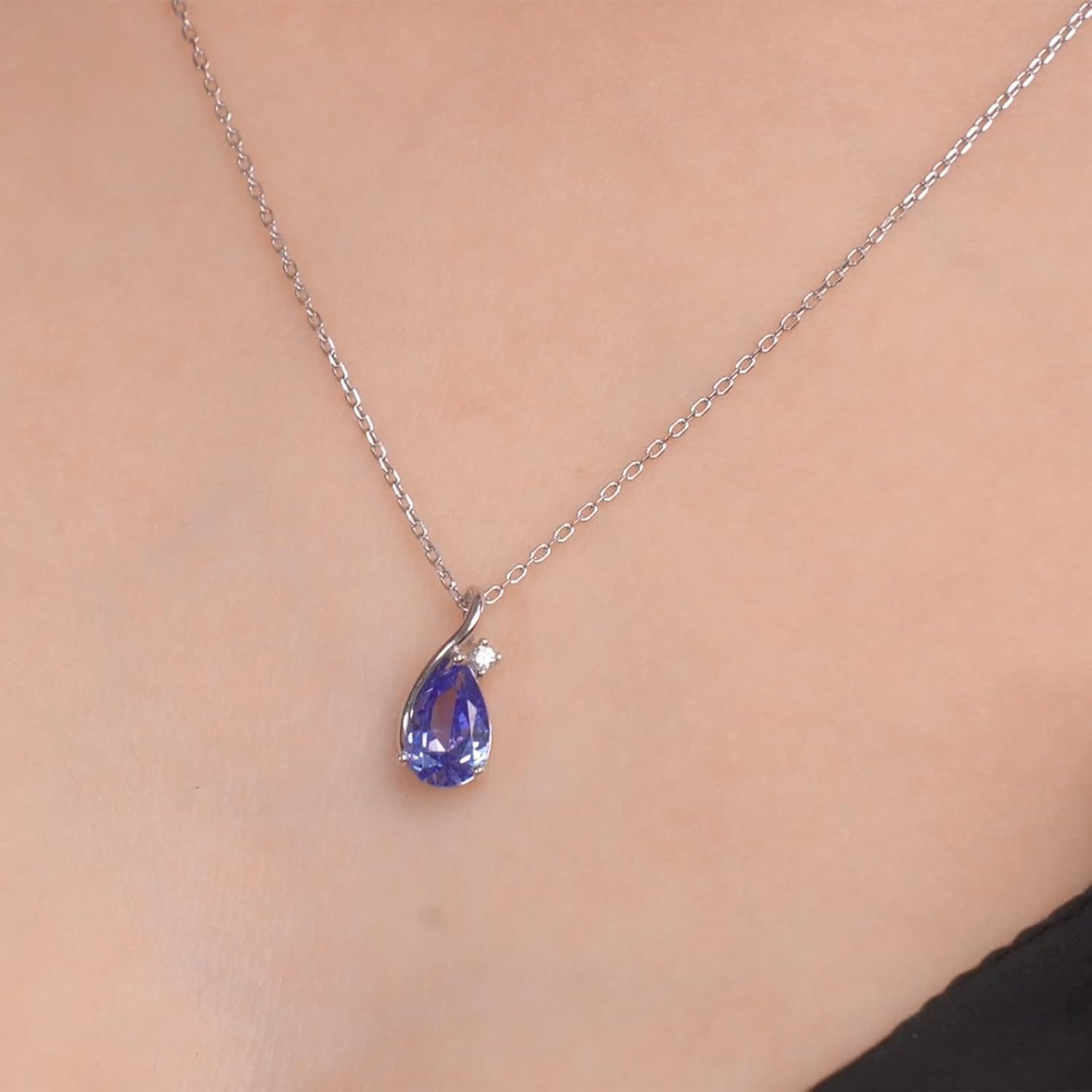 immobird Dainty Infinity Necklace with Teardrop Birthstone Pendant 925 Sterling Silver Birthstone Necklaces for Women Pear-shape Necklace Gift for Her Small Elegant Birthday Jewel for Women - Image 5