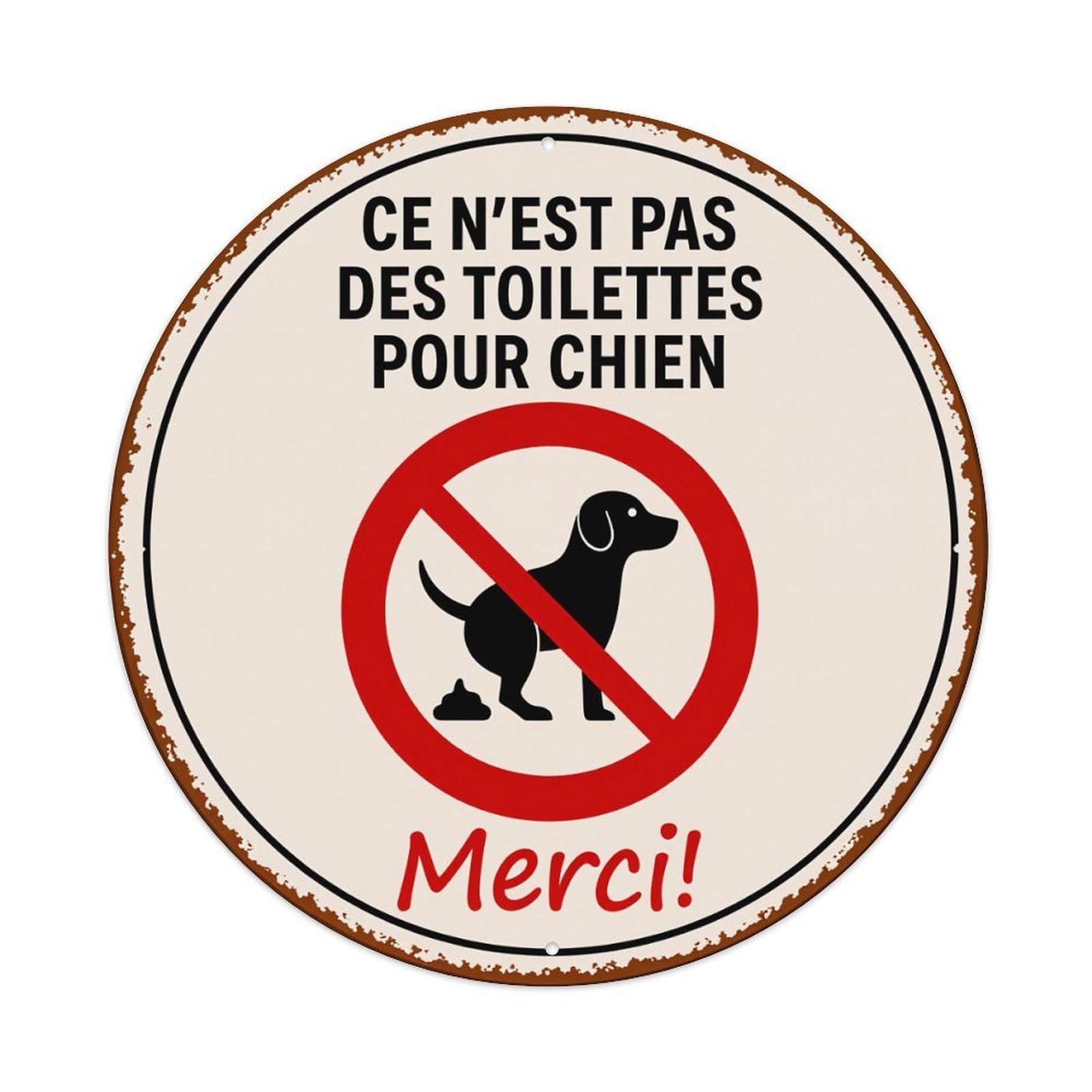 No Dog Poop Sign Round Tin Sign Vintage Metal Poster Retro Bar, Home, Man Cave, Kitchen, Laundry Room Wall Art Decor Gift 8x8In
