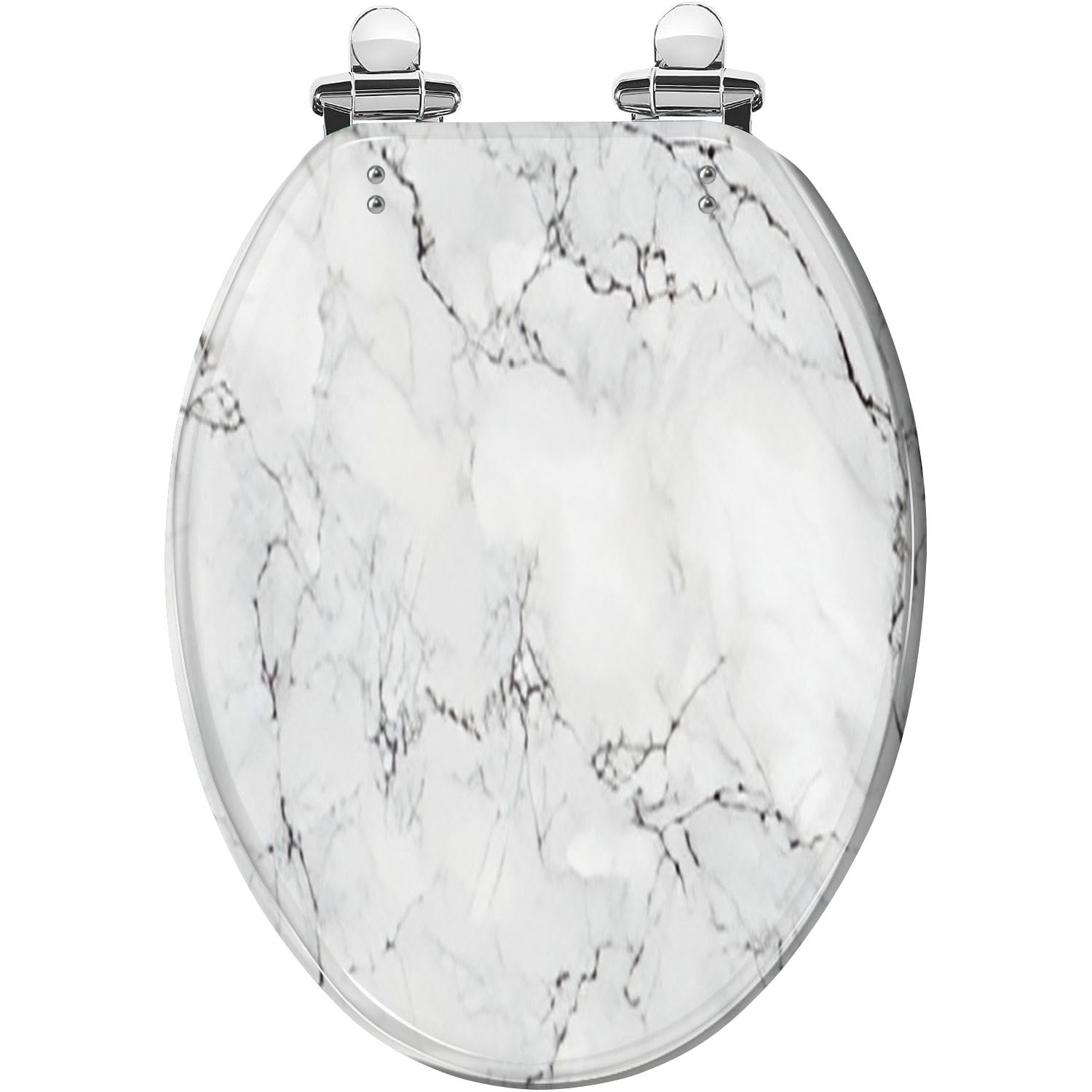 Elongated Toilet Seat natural White marble texture for skin tile luxurious Creative Stone Resin Toilet Seat Slow Quiet Close with Quick-Release Hinges Toilet Seat with Cover Easy to Clean Install