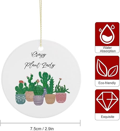 Miniatura 10 de EQEY Adornos de plantas para árbol de Navidad, decoración de Navidad de señora de plantas locas, bonitos y divertidos adornos de cerámica para