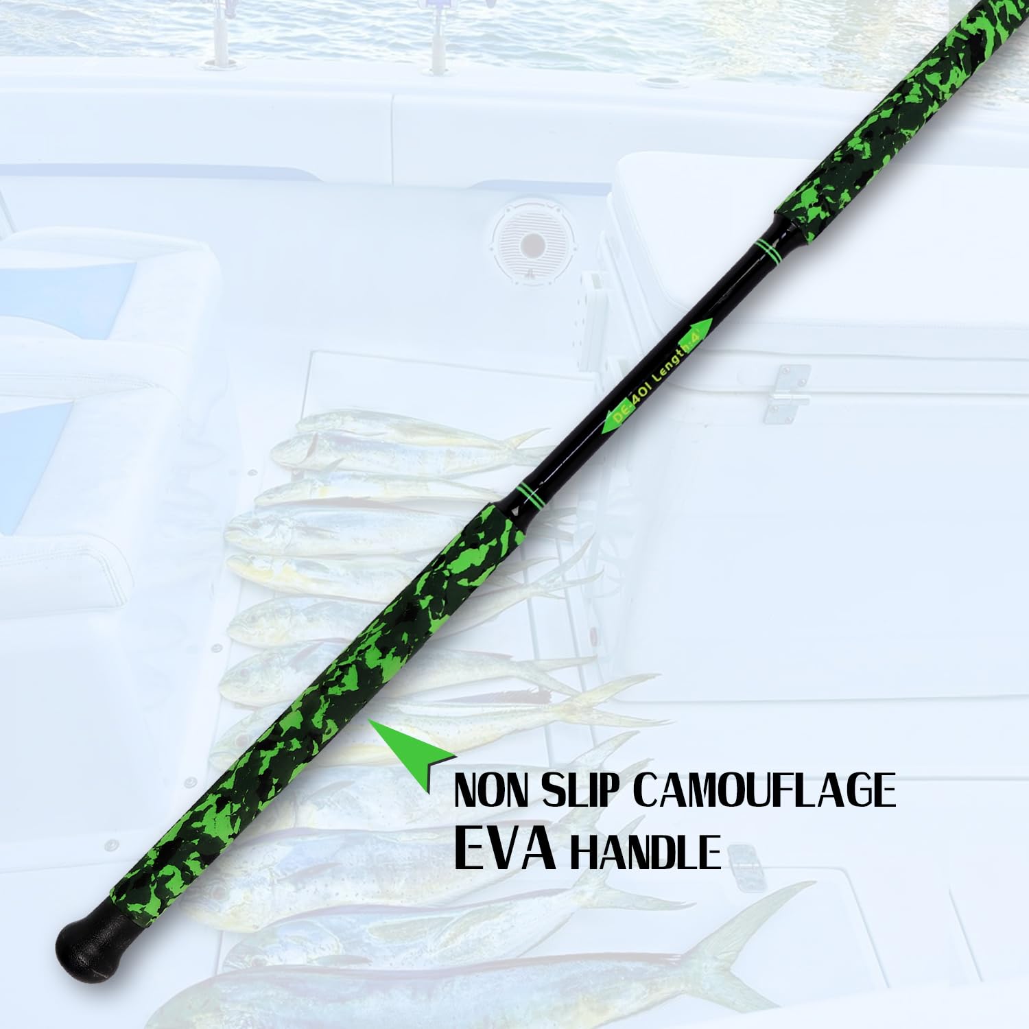 Fiblink Fishing Gaff Tragbarer Reisefisch-Gaff mit S316 Edelstahl, Angelhaken, rutschfester Camouflage-Griff, 1 Stück/2 Stück, Gaff für Salzwasser, Offshore, 1,2 m, 1,8 m, 2,3 m