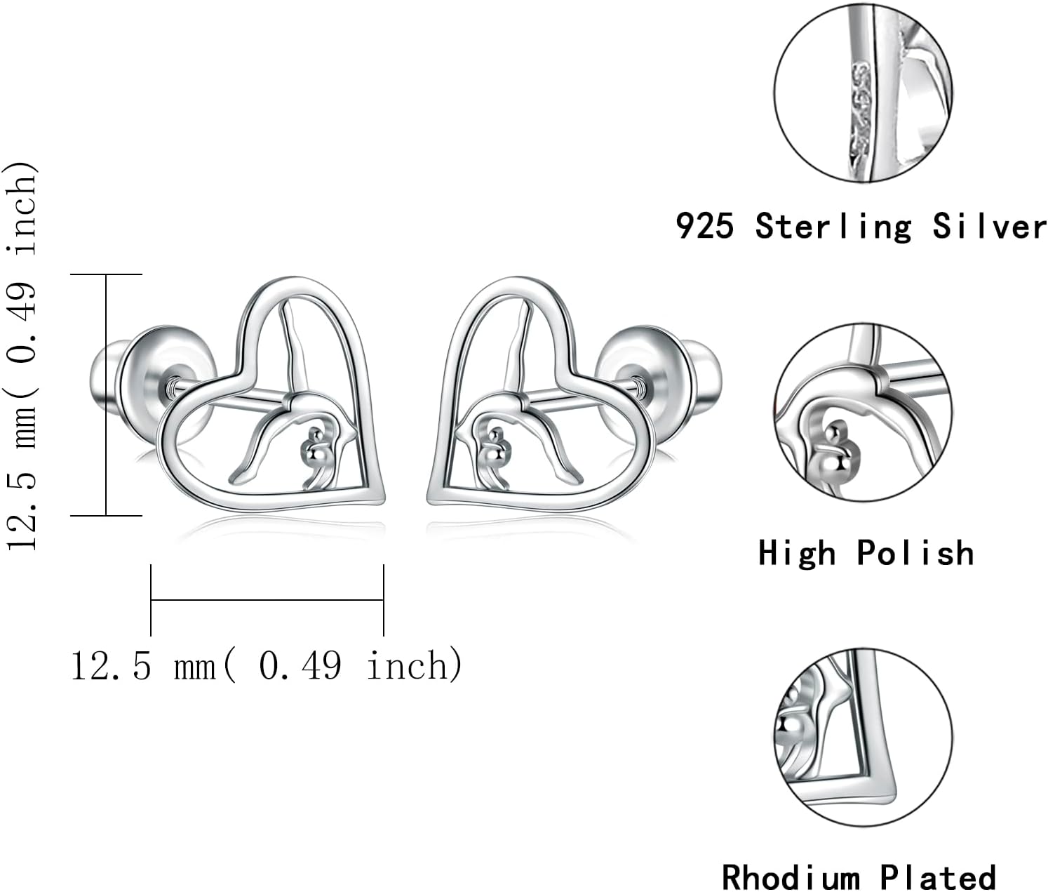 Gymnastics Gifts for Women Gymnast Stud Earrings 925 Sterling Silver Team USA Gymnastics Fashion Jewelry Sport Birthday Christmas Gifts