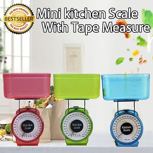 Miniatura 2 de Báscula de cocina para hornear, esfera mecánica, cuenco compacto, para cocinar, hornear, 2.2 lbs, aspecto retro, vintage, cocina, alimentos, báscula