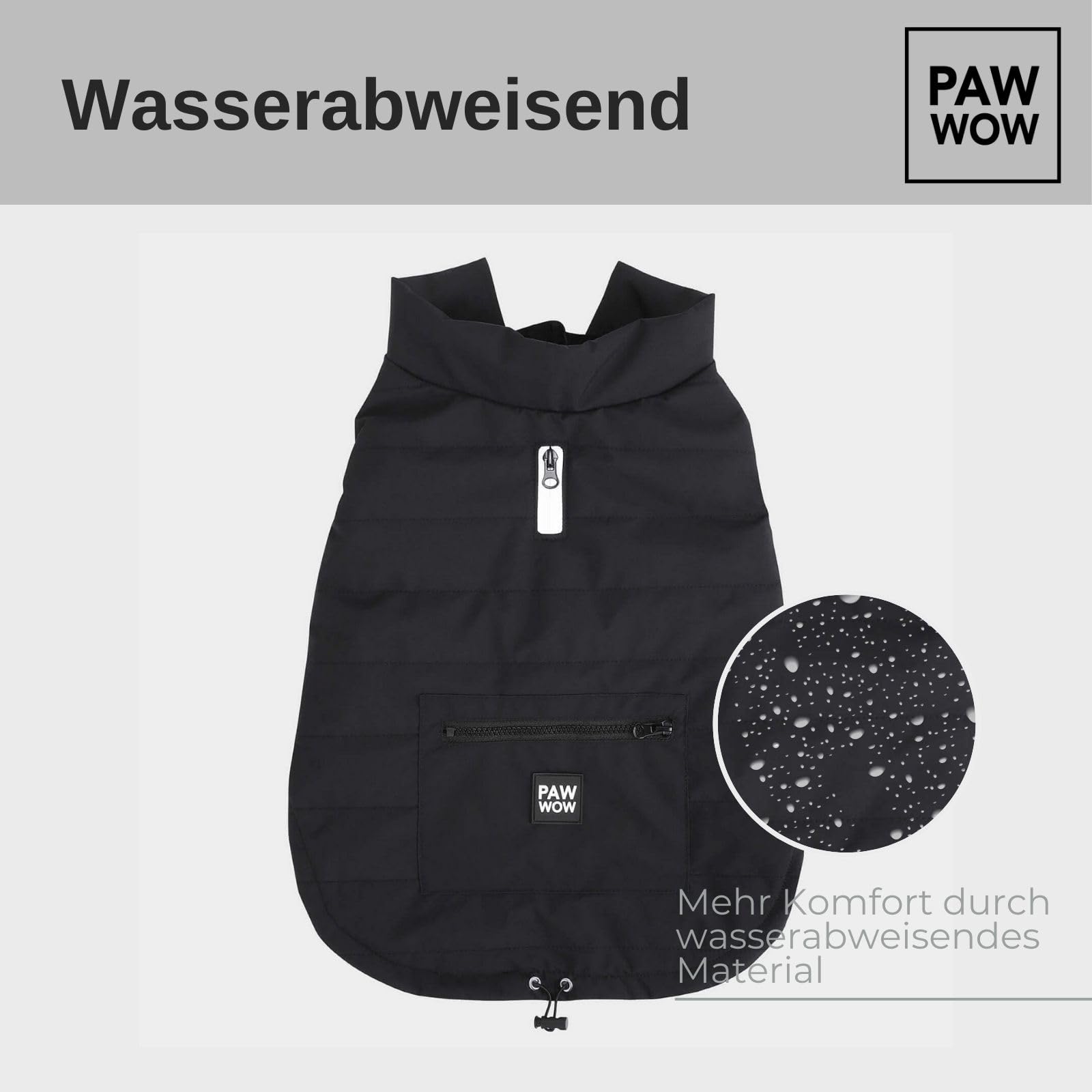 Toni Hundejacke, Schwarz, XXL | Winter Hundemantel, mit Bauchschutz, Hundeweste, für große & kleine Hunde