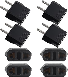 8 Pack of European to US/CA Plug Adapter Travel Power Plug Universal Power Jack Wall Plug Converter Input Europe/Asia to USA/Canada (Black)