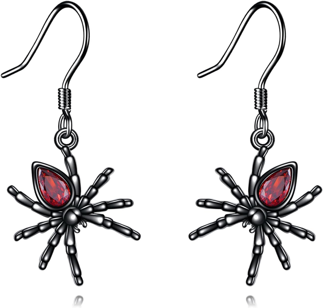 URONE Black Spider Earrings 925 Sterling Silver Spider Dangle Earrings Goth Black Spider Jewelry Gifts For Women
