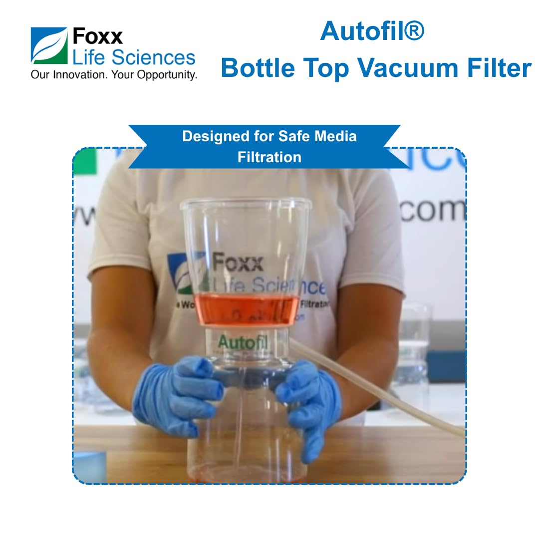 Foxx Life Sciences Bottletop Lab Filters Pack of 24 Autofil Sterile Disposable Vacuum Bottle Top Filter 500 ml Funnel Only with 0.2um Sterilizing PES Membrane