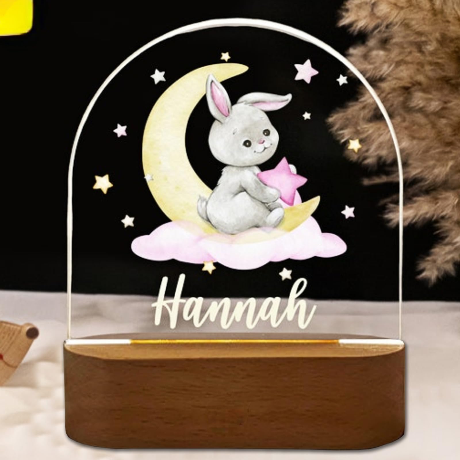 Fallover Personalised Baby Boys Girls Gifts, Custom LED Night Light Lamp for Babys Nursery - Cute Animals Design, Personalised Kids Sleep Light for Daughter, Son, Niece, Granddaughter, New Baby (20)