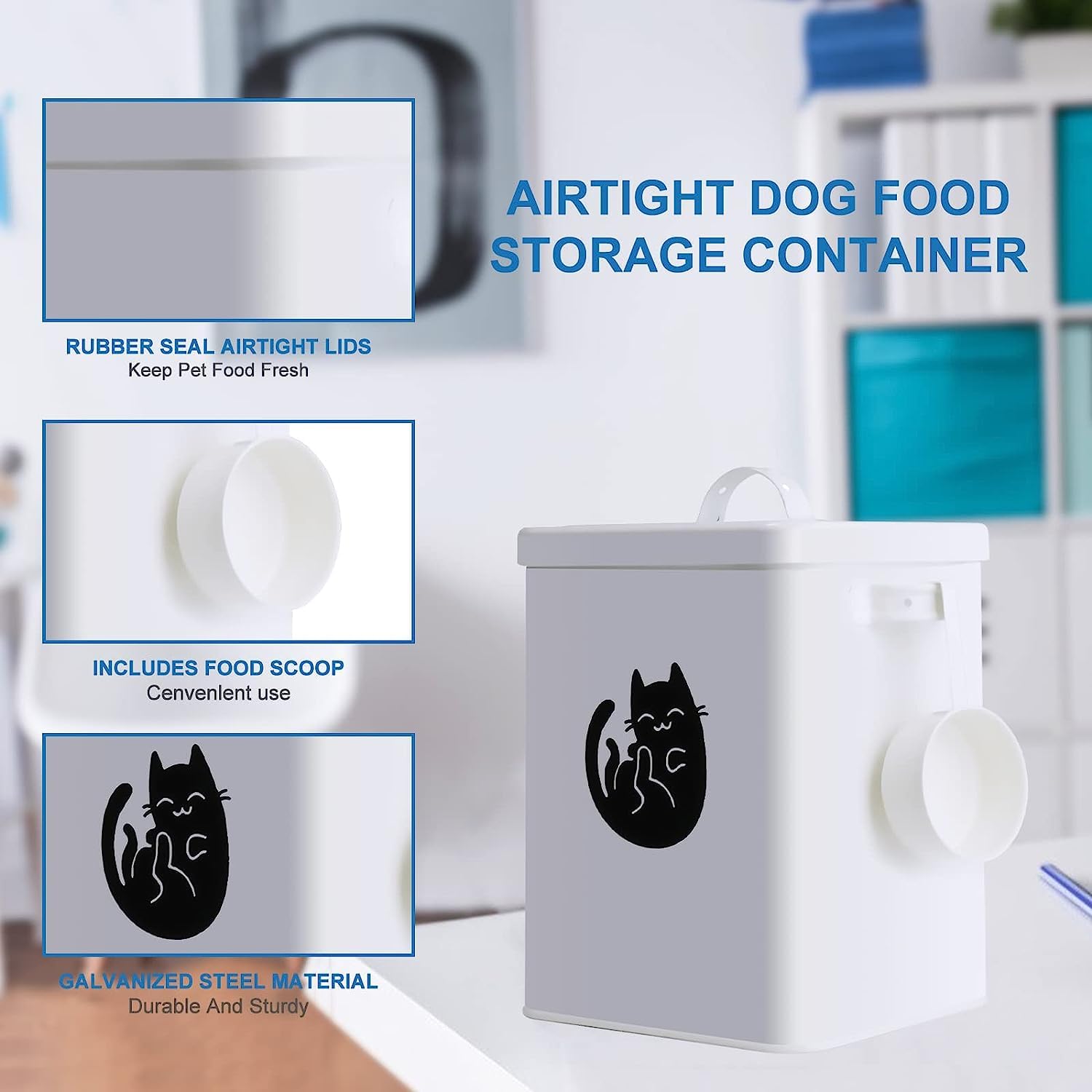 Luchtdichte voercontainer voor honden en katten met schep voor opslag van droog voedsel - vogelzaad en voederbenodigdheden - Outdoor en Travel Pet Food Storage Container - M Size - Capaciteit ongeveer