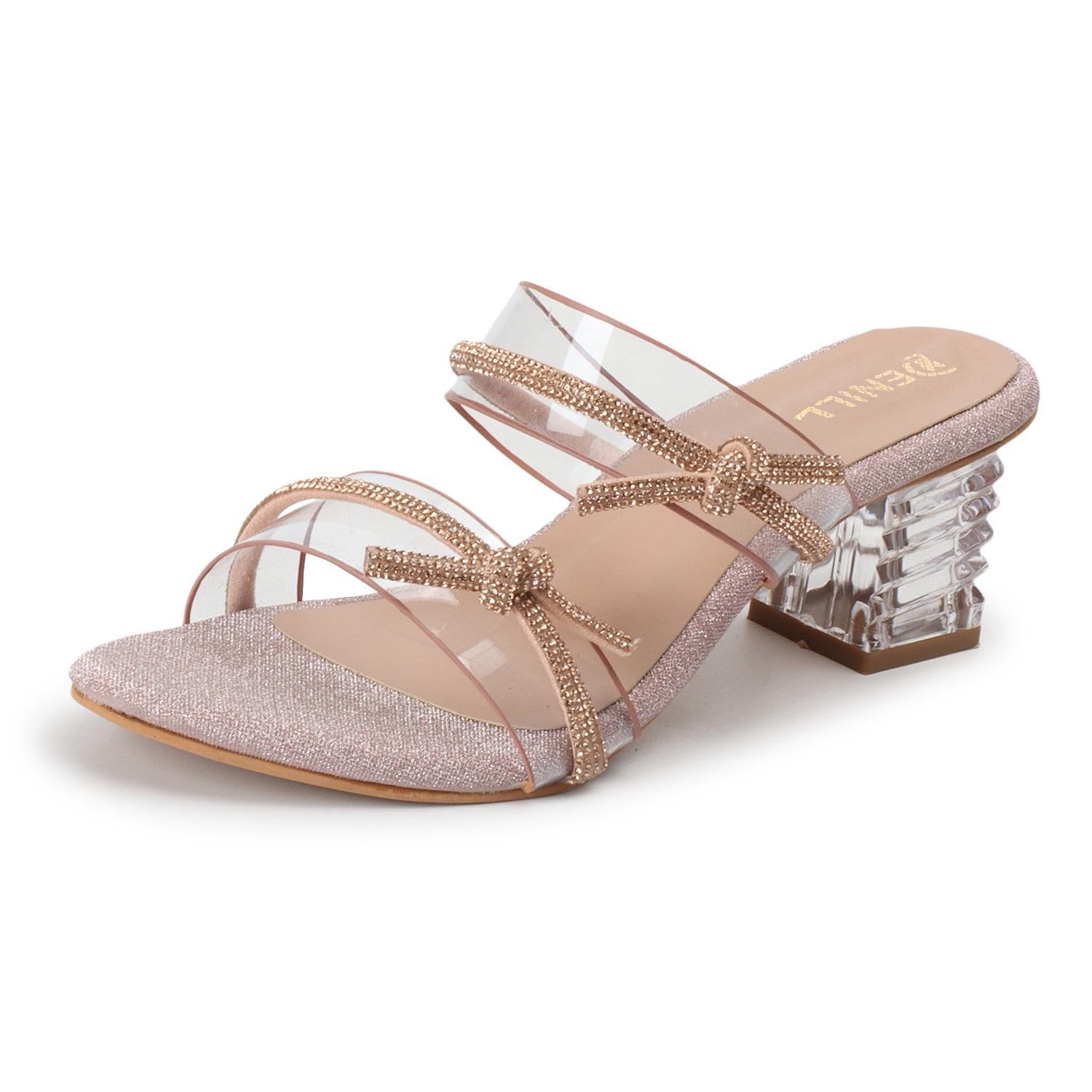 Denill Embellished Rhinestones Strap Heels For Women & Girls (Peach) UK-3 (B0CWDGCTBN) Amazon Price History, Amazon Price Tracker