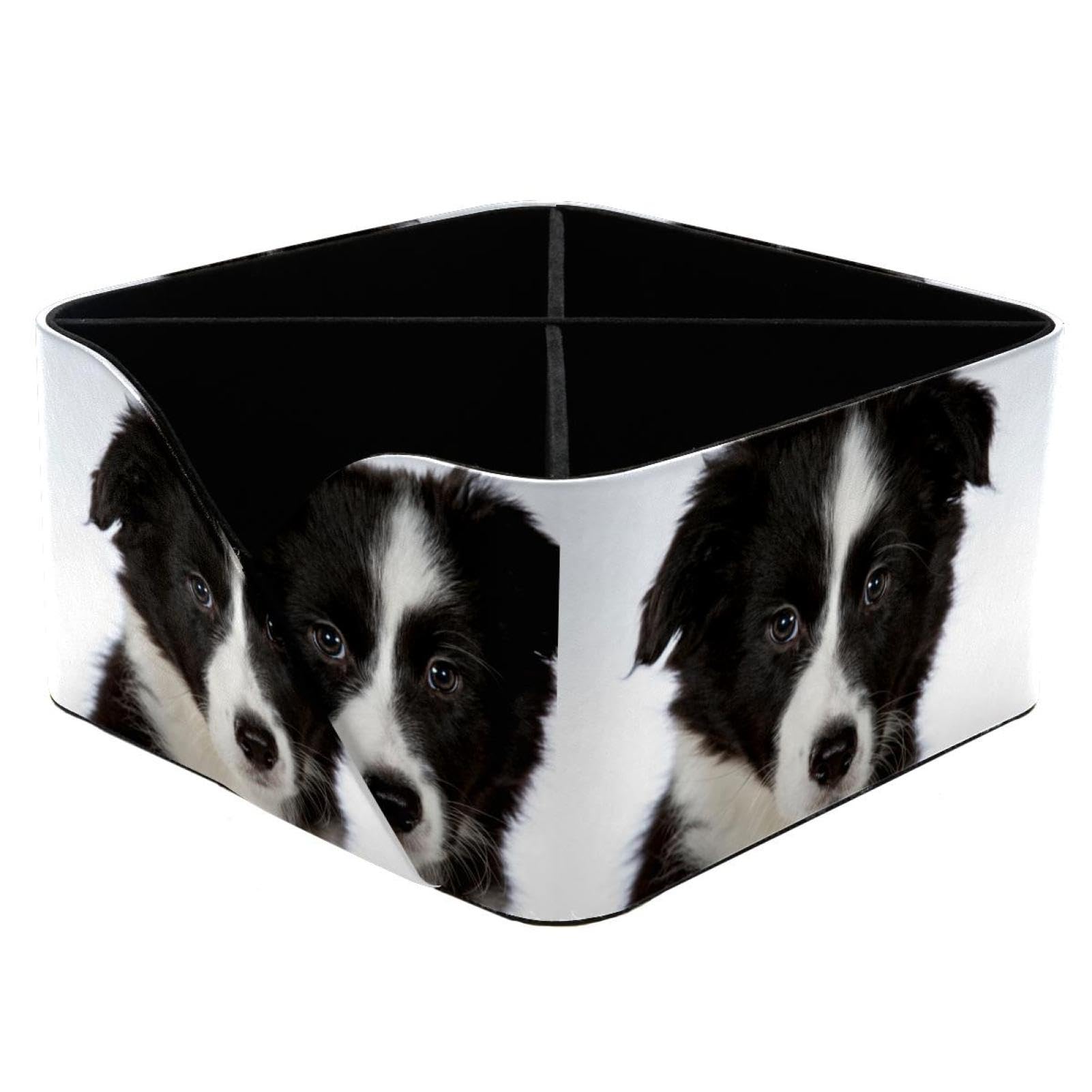 Vapokf Women's Multi Border Collie Puppy Dog Desk Organiser With 4 Compartments, Pencil Holders Pen Pot Storage Caddy For Desk, Desktop Storage Stationery Supplies For Home Office