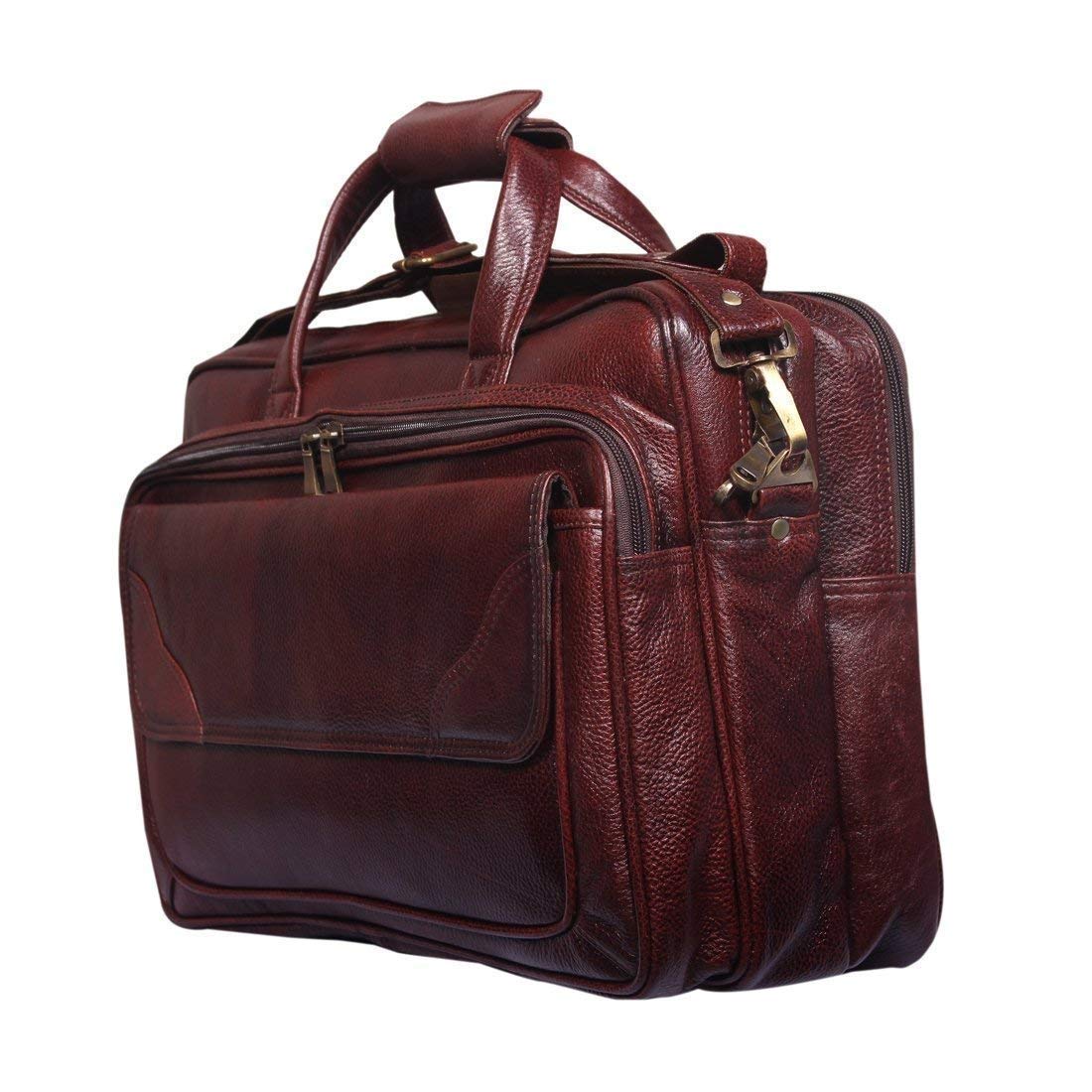 RICHSIGN Leather Accessories 20 litres 15.6 Inch Laptop Office Briefcase Messenger Shoulder Bags for Men (Brown) (Dimension-L-16 X H-12 X W-6 Inch) (Weight-1.2 KG/1200 GR) (B0838JF8JH) Amazon Price History, Amazon Price Tracker