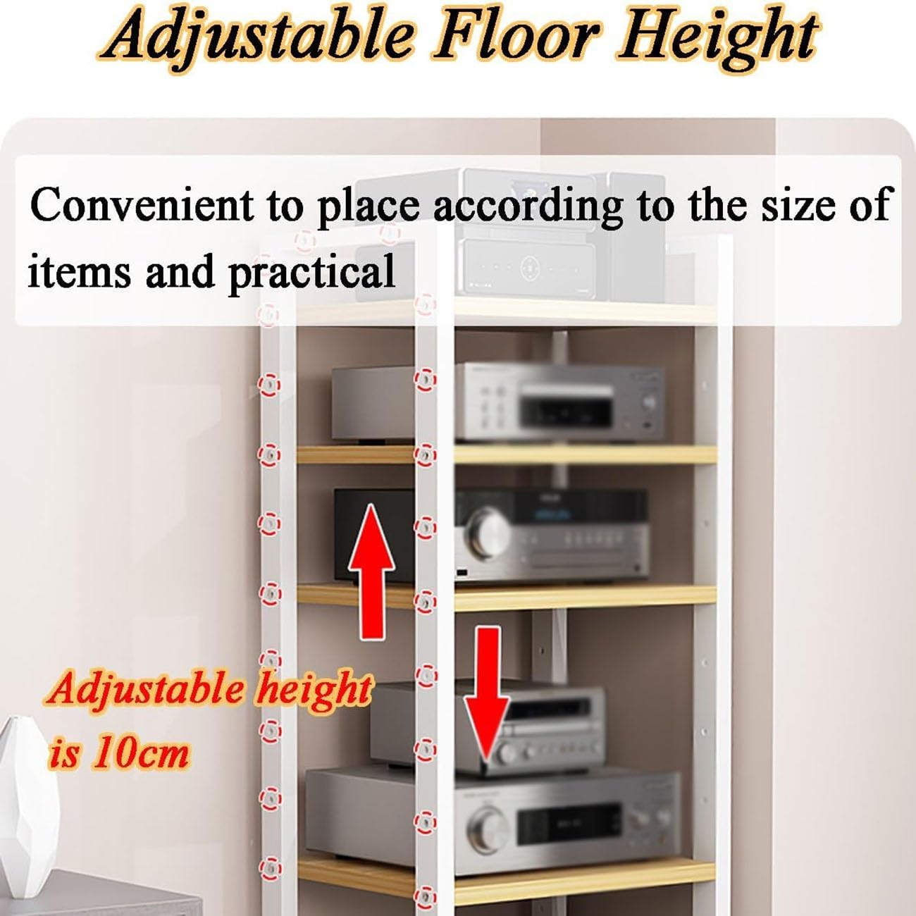 Generico Supporto Rack Audio Mobile, Audio‑Video Con Ruote Universali | Mobiletto Stereo Audio, 5 Ripiani Mobili Per Amplificatori E Giradischi In Home‑theater