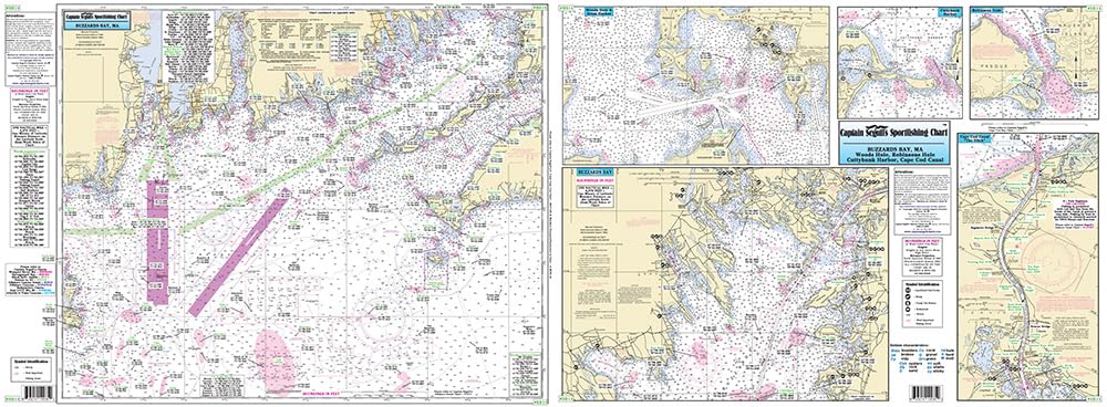 Offshore Buzzards Bay - Laminated Nautical Navigation & Fishing Chart by Captain Segull's Nautical Sportfishing Charts | Chart # BB14