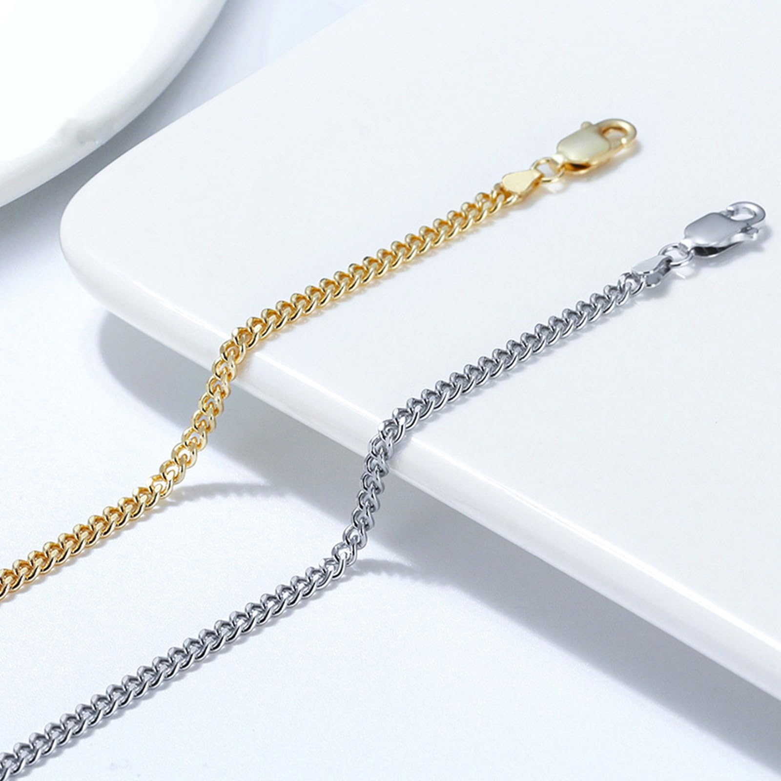 Cavigliera in Argento 925 Donna, Cavigliera Donna Sexy Semplice Catena Barbazzale 2.5MM Larghezza, Bracciali alla Caviglia da Spiaggia Piede Catena Cavigliere Regolabili per Donne