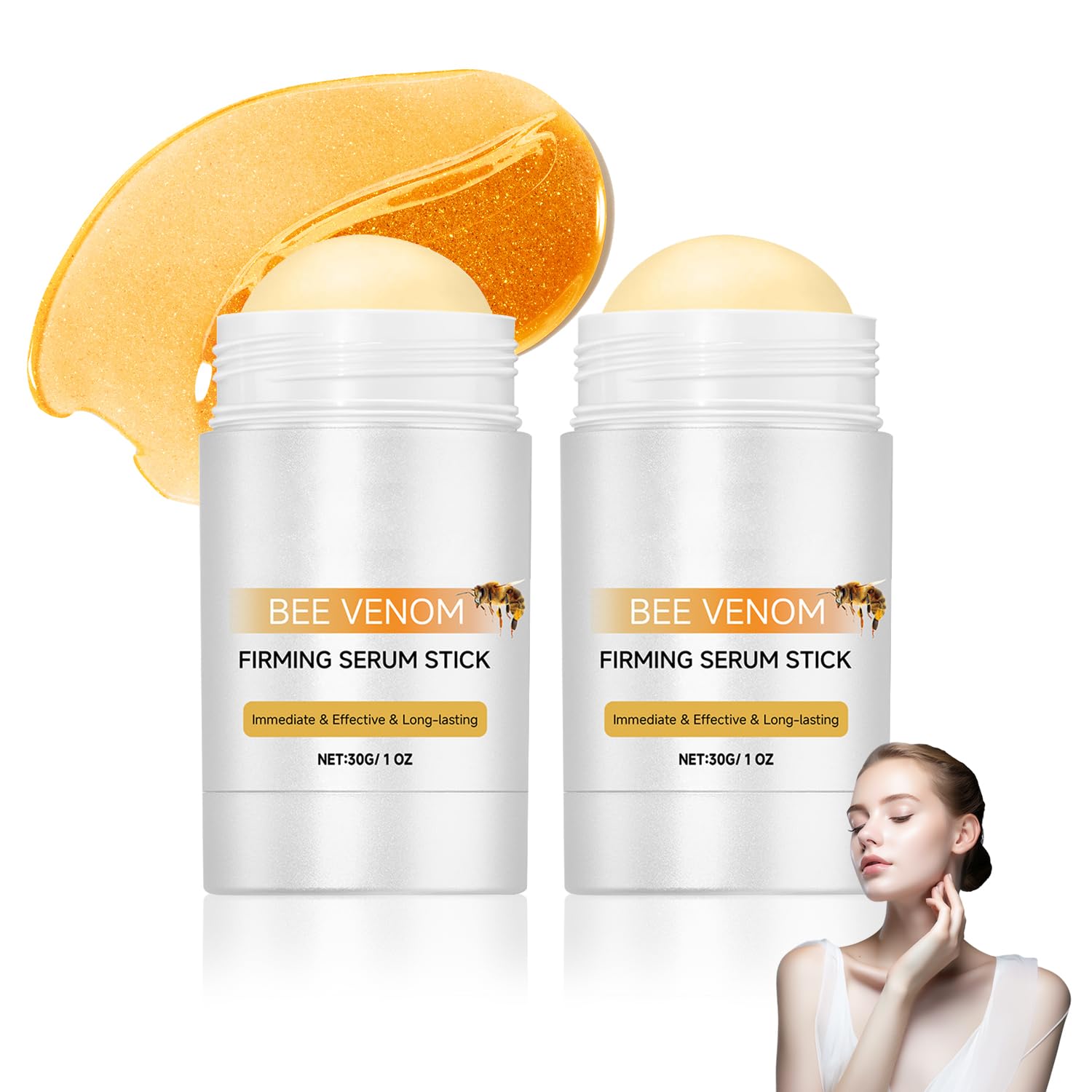 taduno 2PCS Bee Venom Firming Serum Stick, Bee Venom Wrinkle Removal Cream, Firming Cream for Loose Skin, Tightens&Lifts Skin for Body and Face