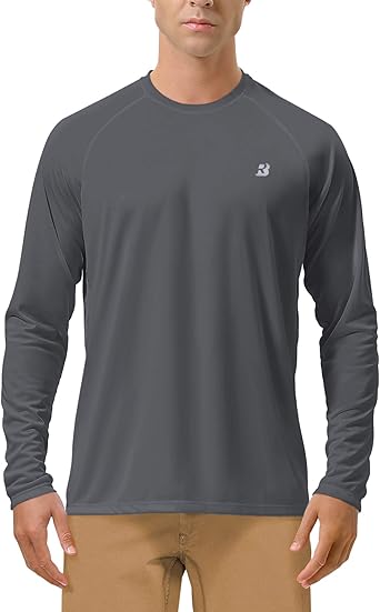 Roadbox Mens UPF 50+ UV Sun Protection Shirts Outdoor Long Sleeve SPF Rash Guard for Fishing Hiking Swimming Running
