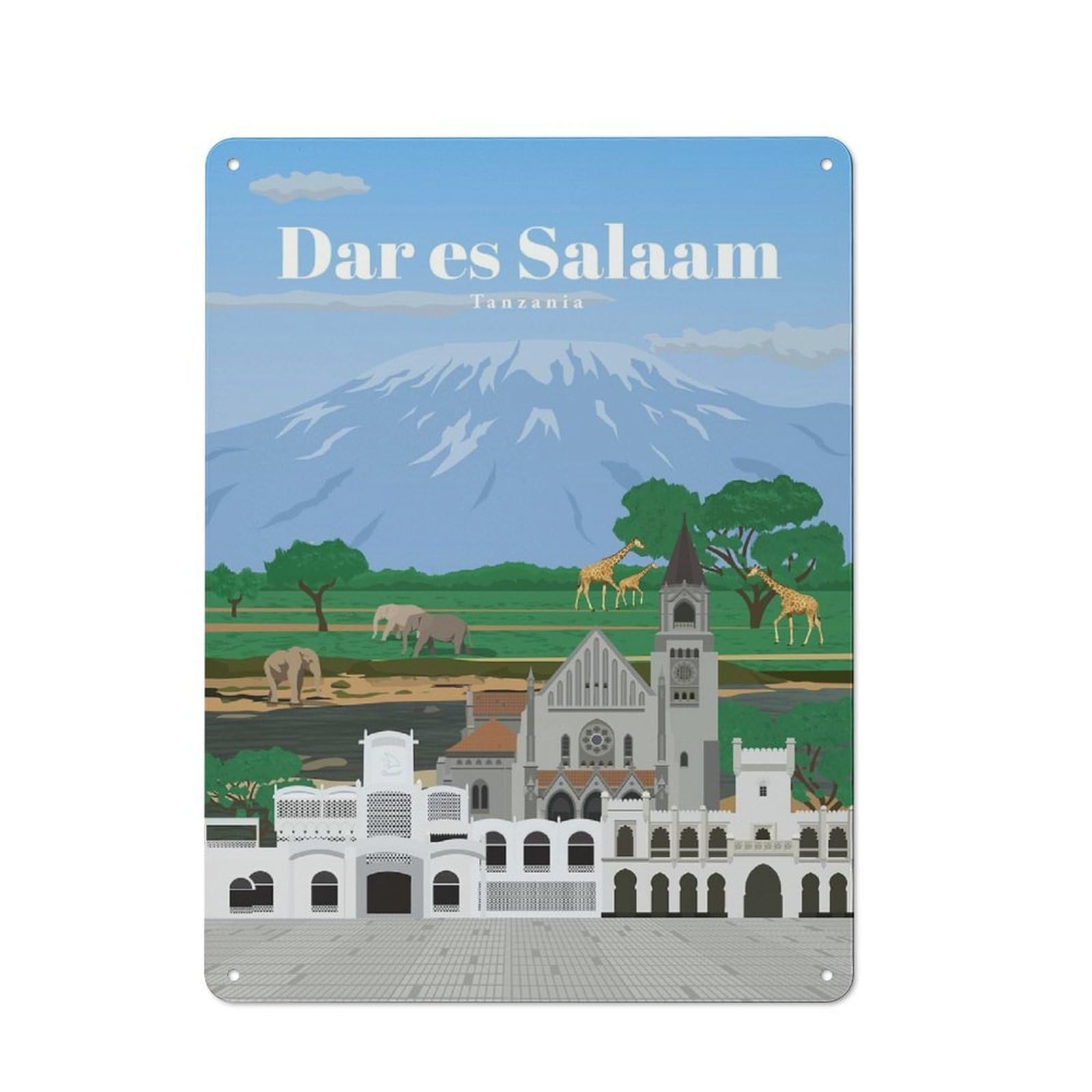 Junmoney Travel To Dar Es Salaam Game Room Tin Wall Sign, Wall Decor For Office, Study, Game Room Or Hobby Space, 40X30cm