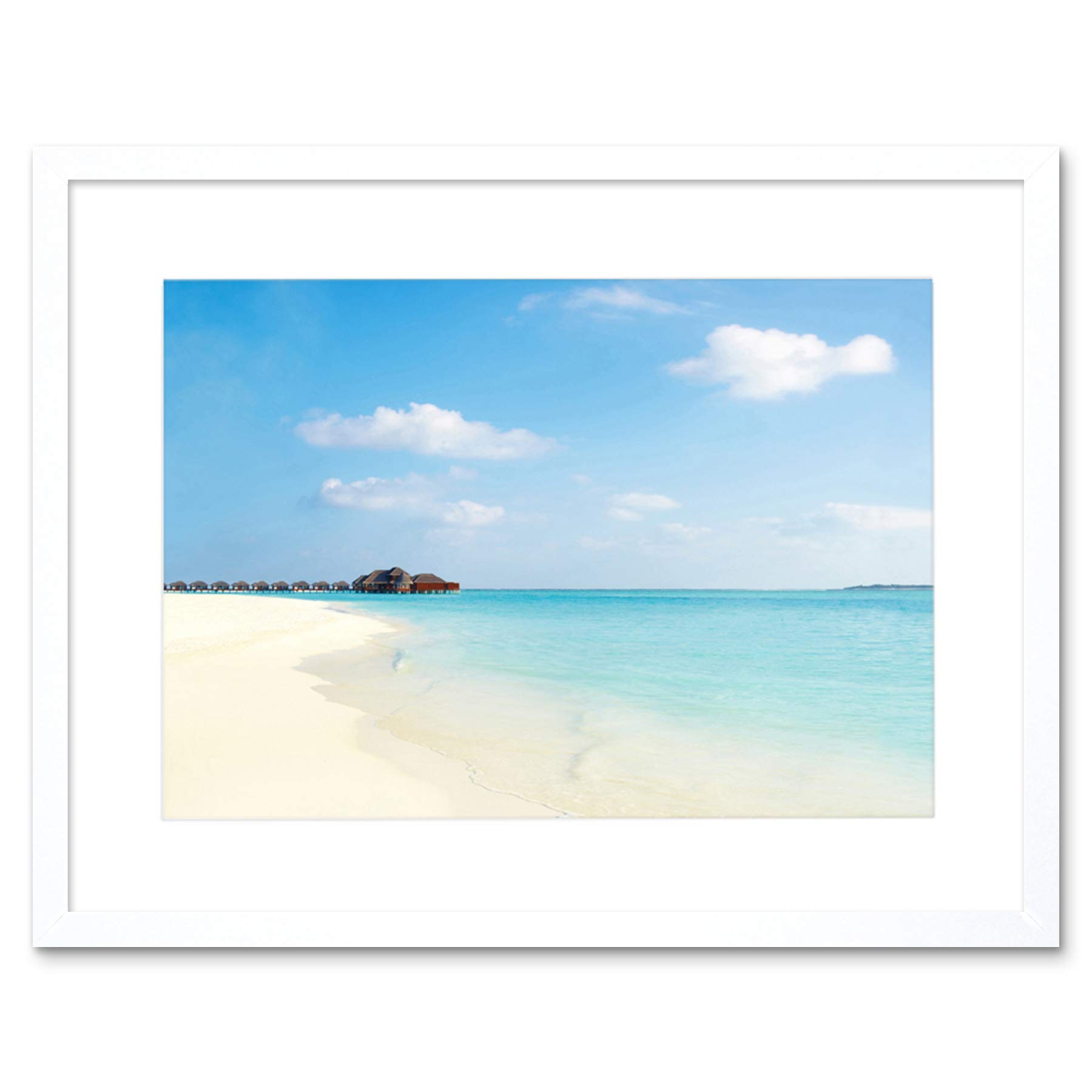 Wee Blue Coo Tropical Beach Caribbean Seaside Art Picture Framed Wall Art Print