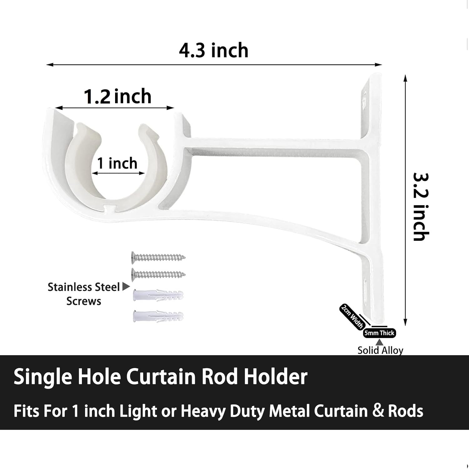 Gudui Curtain Rod Bracket 12 Pack, Heavy Duty Curtain Rod Holders White Curtain Rod Hooks for 1 Inch Drape Rods, Single Curtain Rod Brackets Rod Hangers Support for Wall, Easy Installation