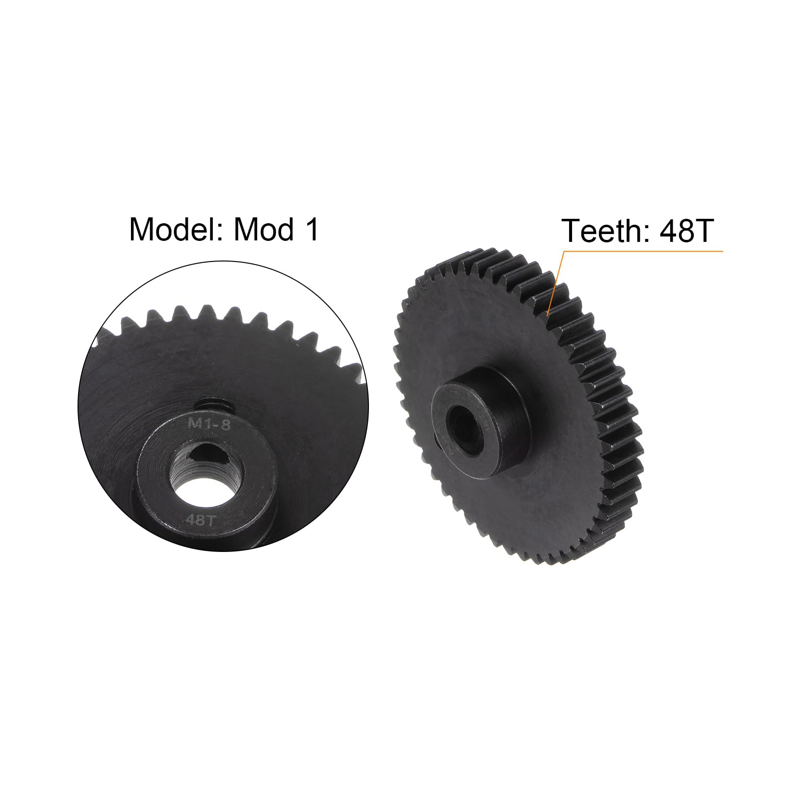 sourcing map Mod 1 49T Pignon engrenage 8 mm Alésage en acier trempé Support moteur pignon pour voiture RC camion Gear Drive