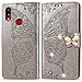 Oihxse Flip Housse Étui Compatible pour Samsung Galaxy S8 Plus Coque Cuir PU Portefeuille Pochette avec Carte Fentes Fonction Stand Motif Papillon Brillant Glitter Diamant à Rabat Cover,Gris