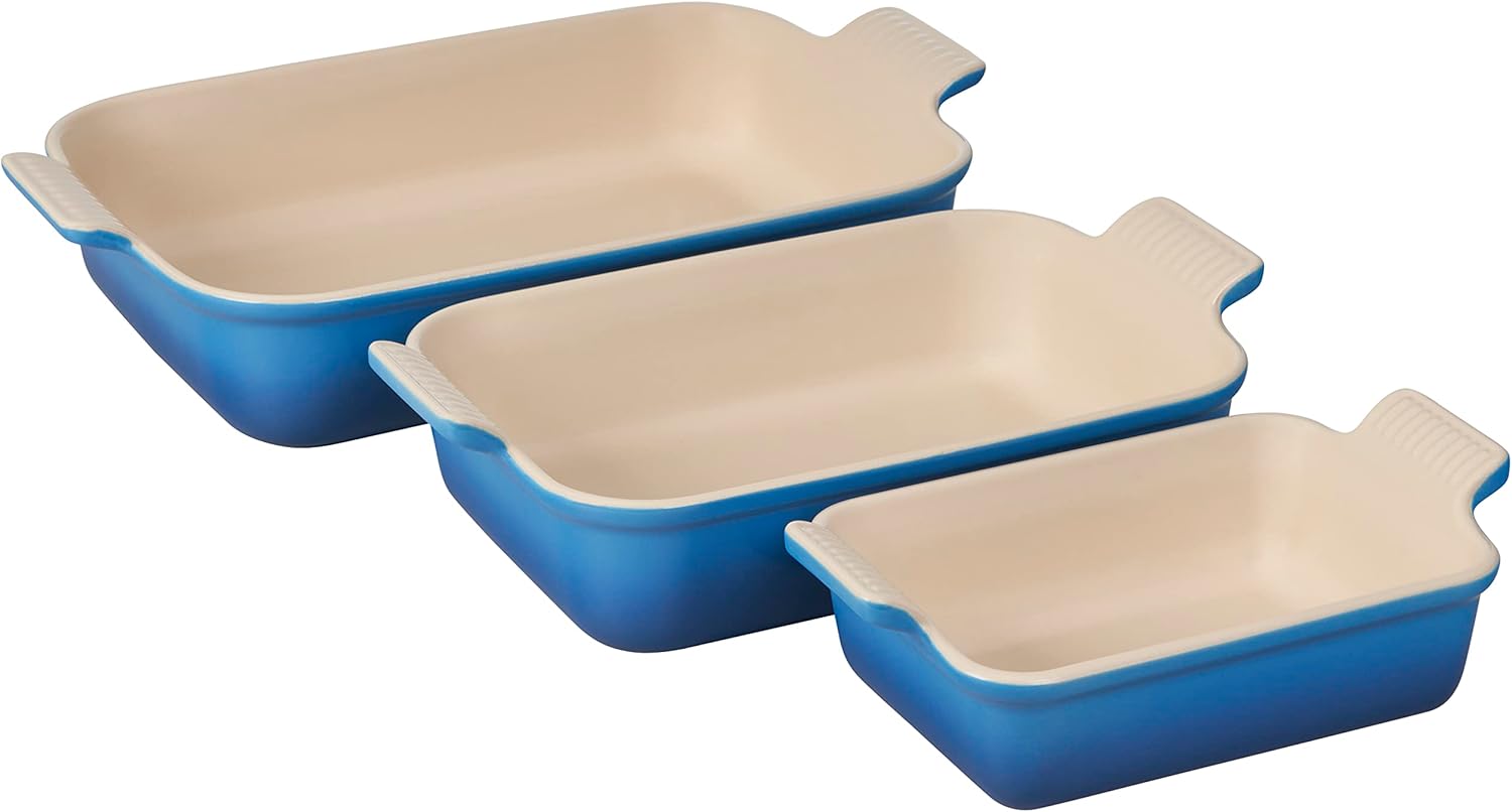 Le Creuset Stoneware Heritage Set 3 Rectangular Dishes, Marseille