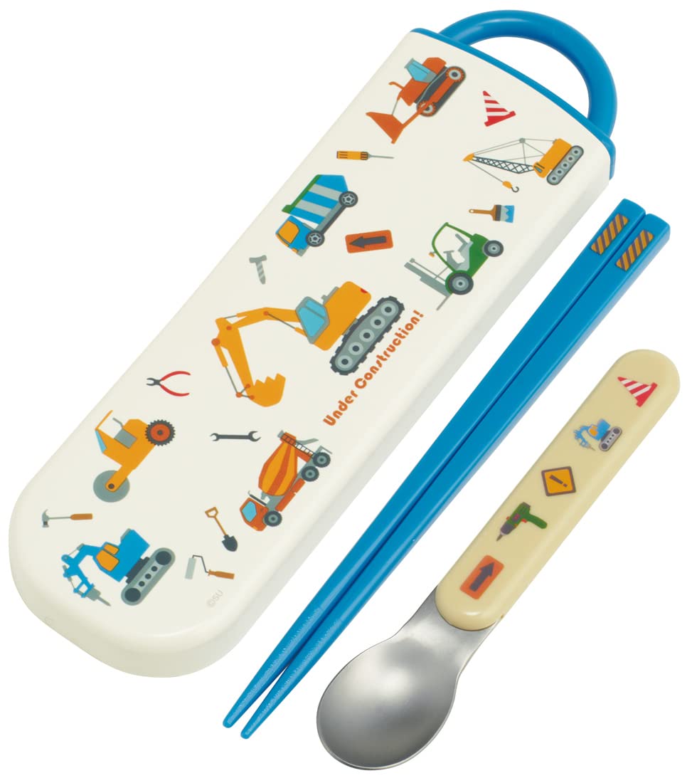 Skater CCA1AG-A Antibacterial Chopsticks and Spoon Set, Working Car, Made in Japan