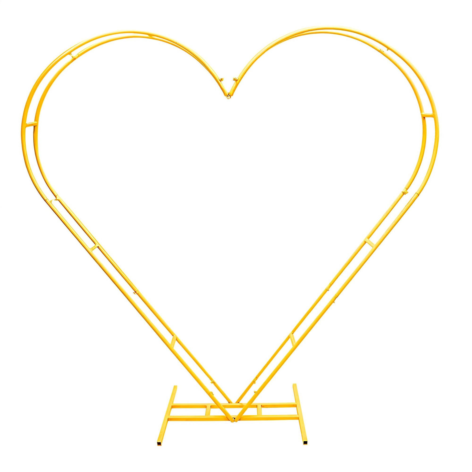 Trimming Shop Dual Heart Gold Arch Stand 6.8ft x 6.5ft Party Decoration Balloon Arch Metal Frame for Wedding Valentines Baby Shower Bridal Proposal Engagement Birthday Background Décor