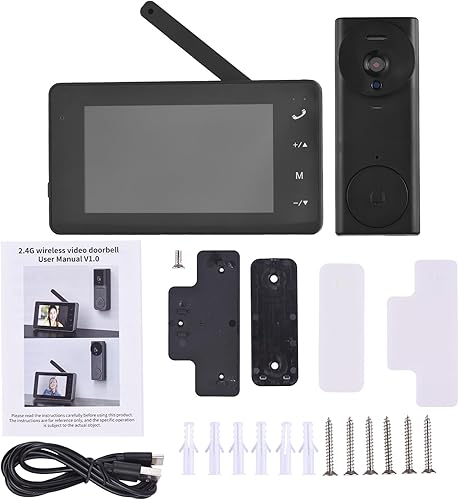 Miniatura 8 de Cámara de timbre de video inalámbrico 2.4G con pantalla de monitor 4.3 Pantalla IPS Videoportero Cámara Kit de cámara de teléfono de 170 grados de