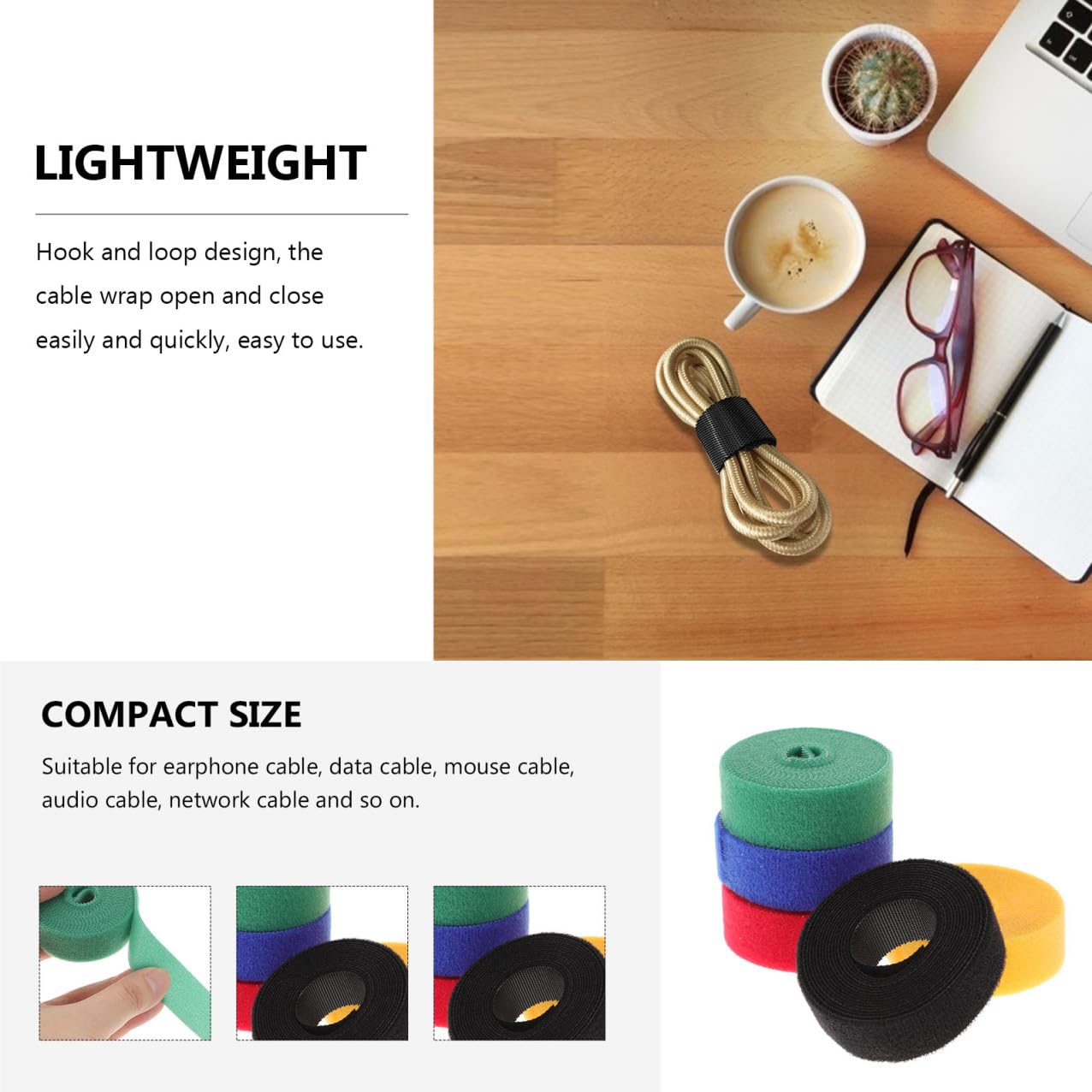 DOITOOL 4 Sätze Drahtbinderücken Tucking Belt Selbstklebend Kabelbinder Für Drinnen Lang Selbstklebender Kabelstreifen Kabel-klebeband-organizer Weiches Gummi 5 Rollen * 4